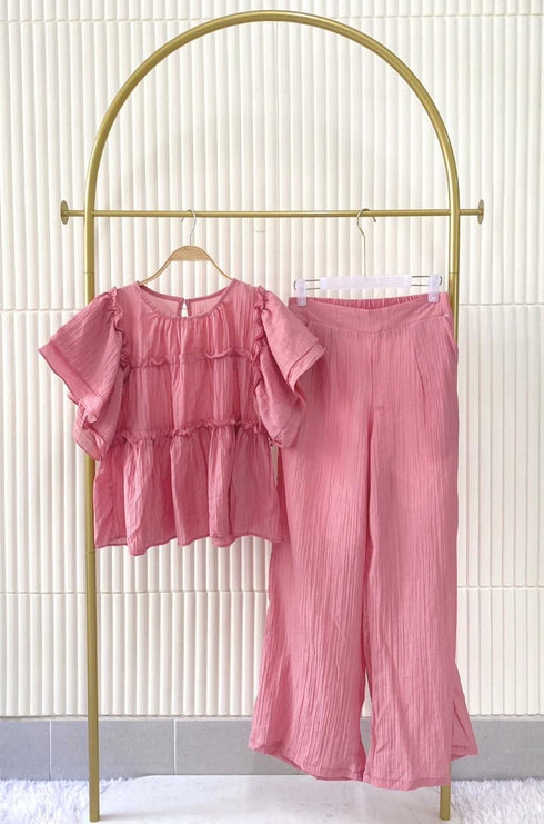 Two Piece Ruffled Top With Trouser
